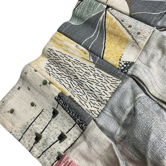 Vintage mid century spectrum atomic lightweight bark cloth curtains set of two - Picture 8 of 8